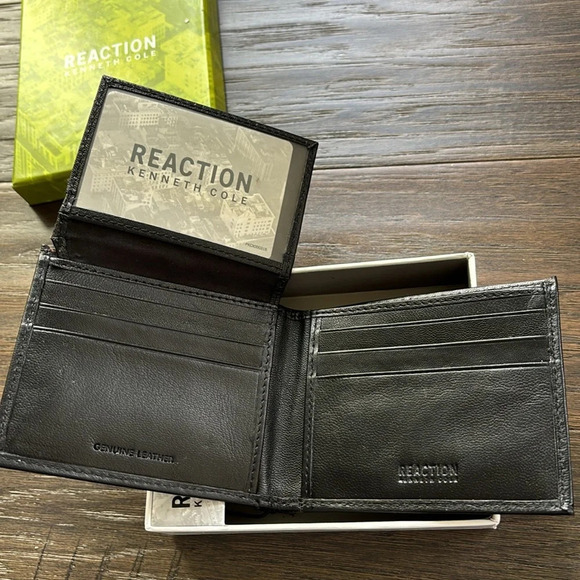 Reaction Kenneth Cole Genuine Leather black wallet/card/bill/ID holder, slim fit - Picture 4 of 8